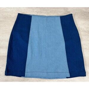 Le Lis Size L Cotton Colorblock A Line Mini Jean Denim Skirt Retro Festival Boho